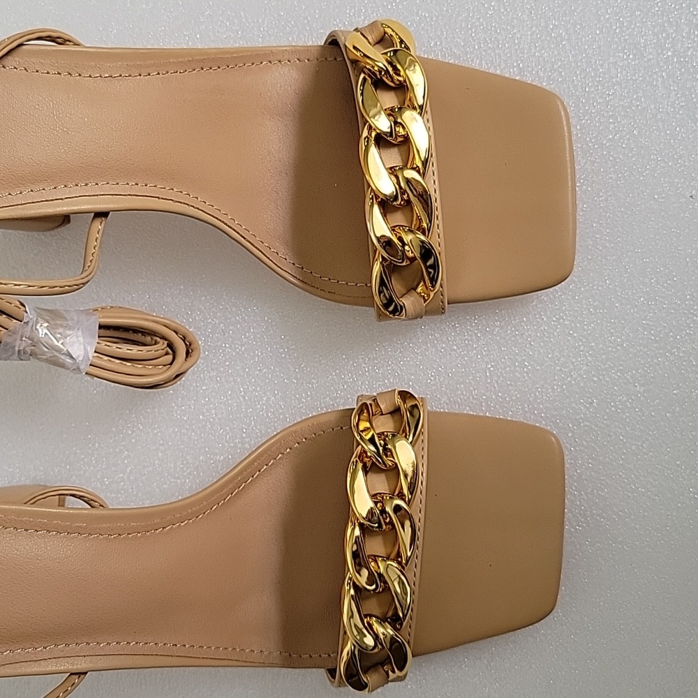 Women's Sandals, Square Open Toe, Chunky Block Heel, Ankle Strap - Picture 6 of 9